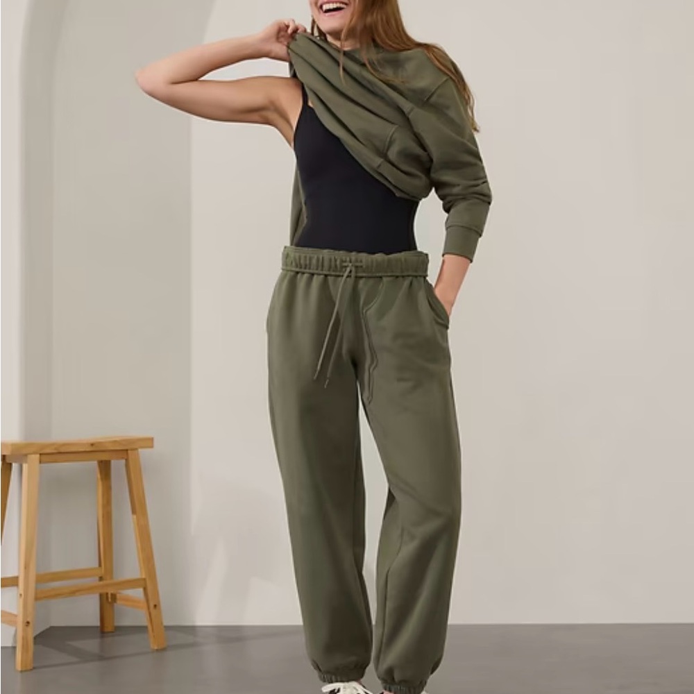 Athleta Forever Fleece High Rise Jogger Pants - Moss